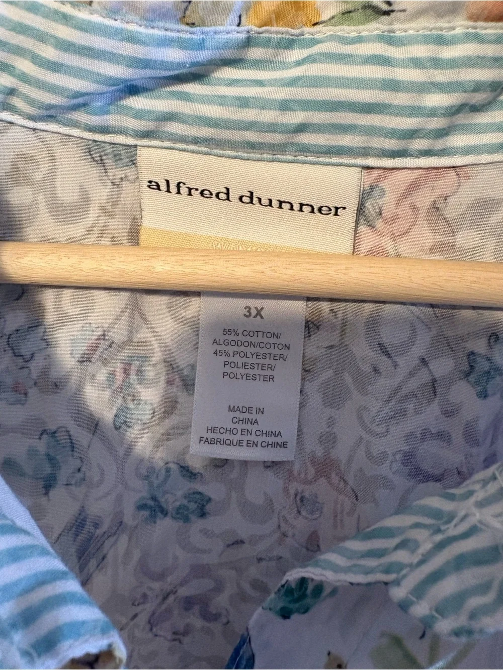 Alfred Dunner 3X Floral Bird Button Down Blouse Cottagecore Spring Plus Size - Picture 2 of 4